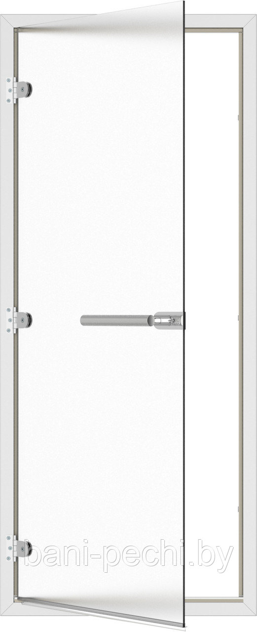 Комплект двери SAWO с матовым стеклом, левая, с порогом, алюминий - фото 1 - id-p92791499