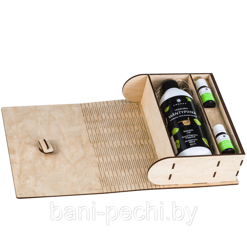 Деревянный набор для сауны Книга Добрая баня с ароматами Сосновая смола 500 мл и 2 по 10 мл на выбор - фото 2 - id-p111666075