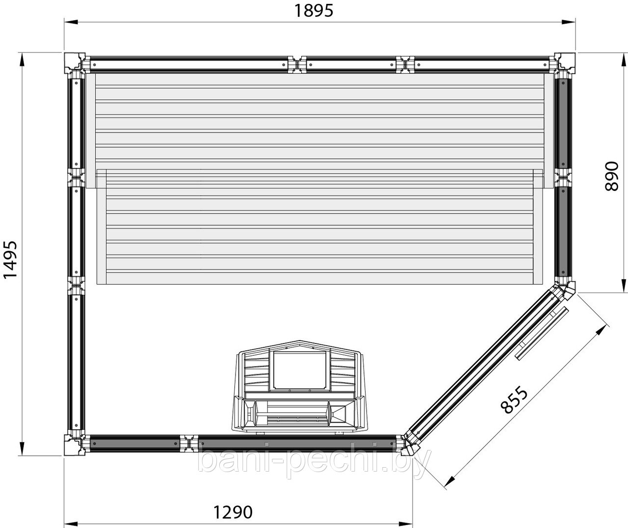 Сауна Tylo Impression Corner i1915 угловая черный профиль - фото 2 - id-p92791938