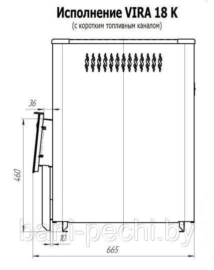 Печь для бани и сауны VIRA-18К (короткий топливный канал) - фото 2 - id-p92791138