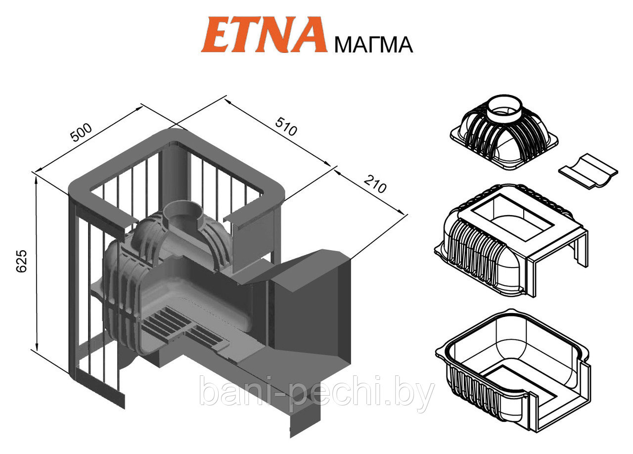 Чугунная банная печь ЭТНА Магма 14 (ДТ-3C) - фото 2 - id-p92791976