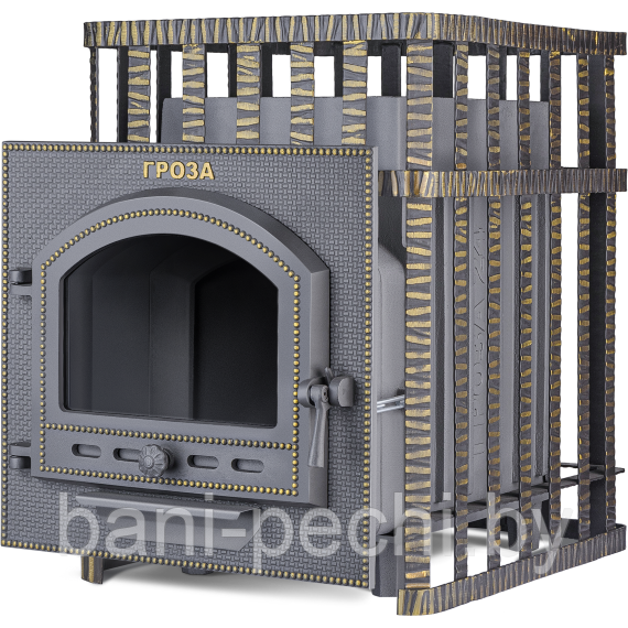 Чугунная банная печь Гефест Гроза 24 (П) в сетке