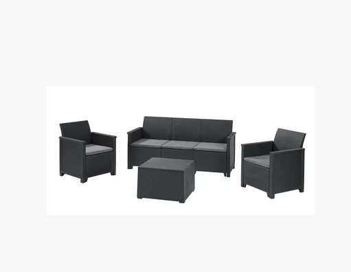 Комплект мебели (3х-местный диван, 2 кресла, столик-сундук) "Emma store 3 seater", графит - фото 2 - id-p130502014