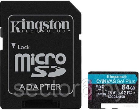 Карта памяти Kingston Canvas Go! Plus microSDXC 64GB (с адаптером), фото 2