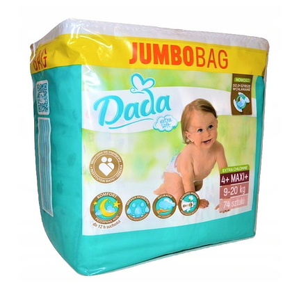 Подгузники Dada Extra Soft Jumbo Bag 4+ (maxi+) 74 шт, фото 2