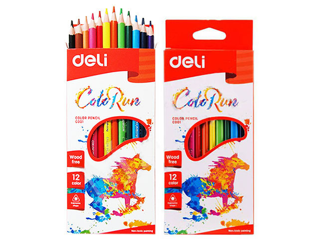 Карандаши цветные DELI 12 цветов пластиковые трёхгранные (Цена с НДС) - фото 1 - id-p99349414