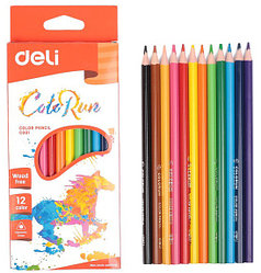 Карандаши цветные DELI Colorun 12 цветов деревянные трёхгранные (Цена с НДС)