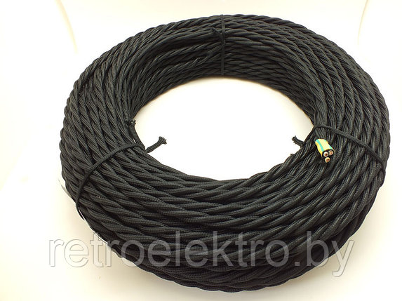Витой ретро провод 3*2,5 Черный, Interior Electric, фото 2