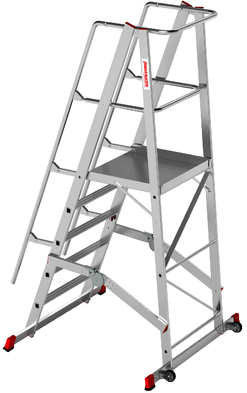Передвижная складная лестница с площадкой индустриальная NV 554