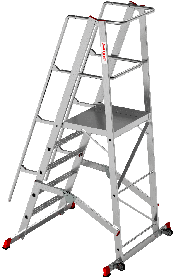 Передвижная складная лестница с площадкой индустриальная NV 554