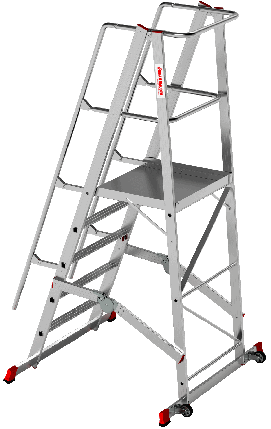 Передвижная складная лестница с площадкой индустриальная NV 554, фото 2