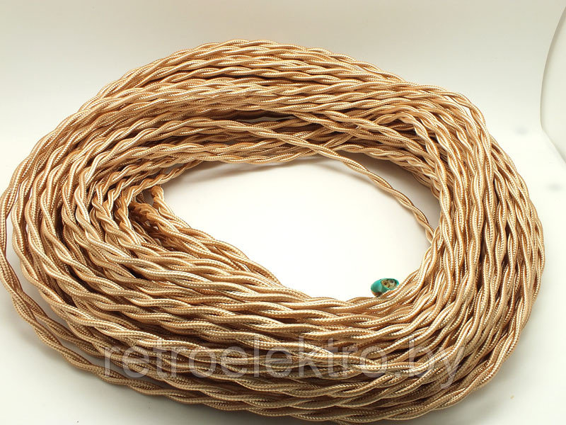 Витой ретро провод 2*1,5 Песочный шелк, Interior Electric