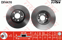 Диски тормозные передние, Audi A6 C6- DF4470 TRW