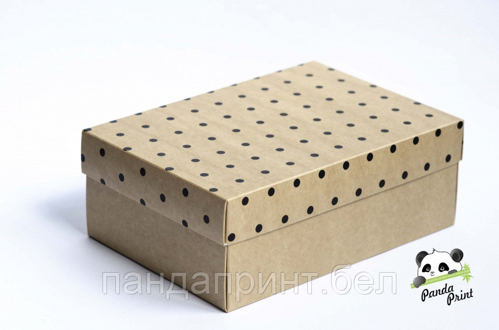 Коробка 270х190х100 Горох черный на крафте (крафт дно)