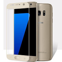 Противоударное защитное стекло на весь экран Ainy Full Screen Cover Gold для Samsung G930F Galaxy S7