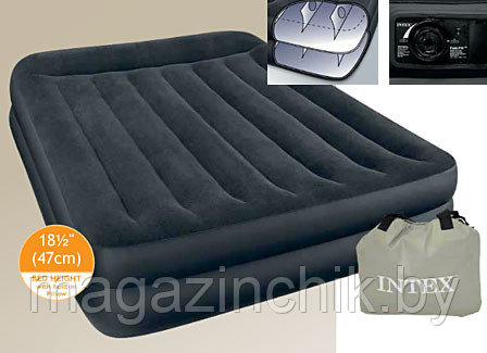 Надувная двуспальная кровать Intex 66702 152*203*47 см со встроенным элекронасосом и подголовником, Интекс - фото 7 - id-p9045528