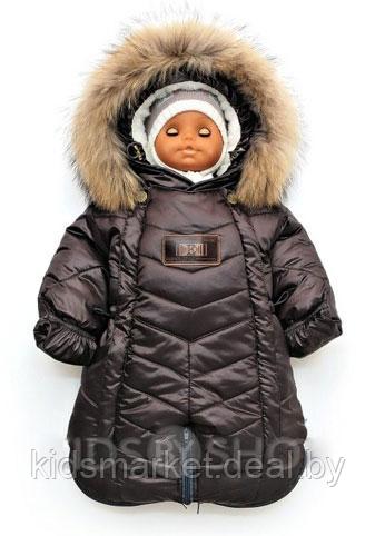 Детский комбинезон-трансформер 3 в 1 с съемной меховой подкладкой Рафаэль коричневый (осень-зима-весна) - фото 2 - id-p130695770