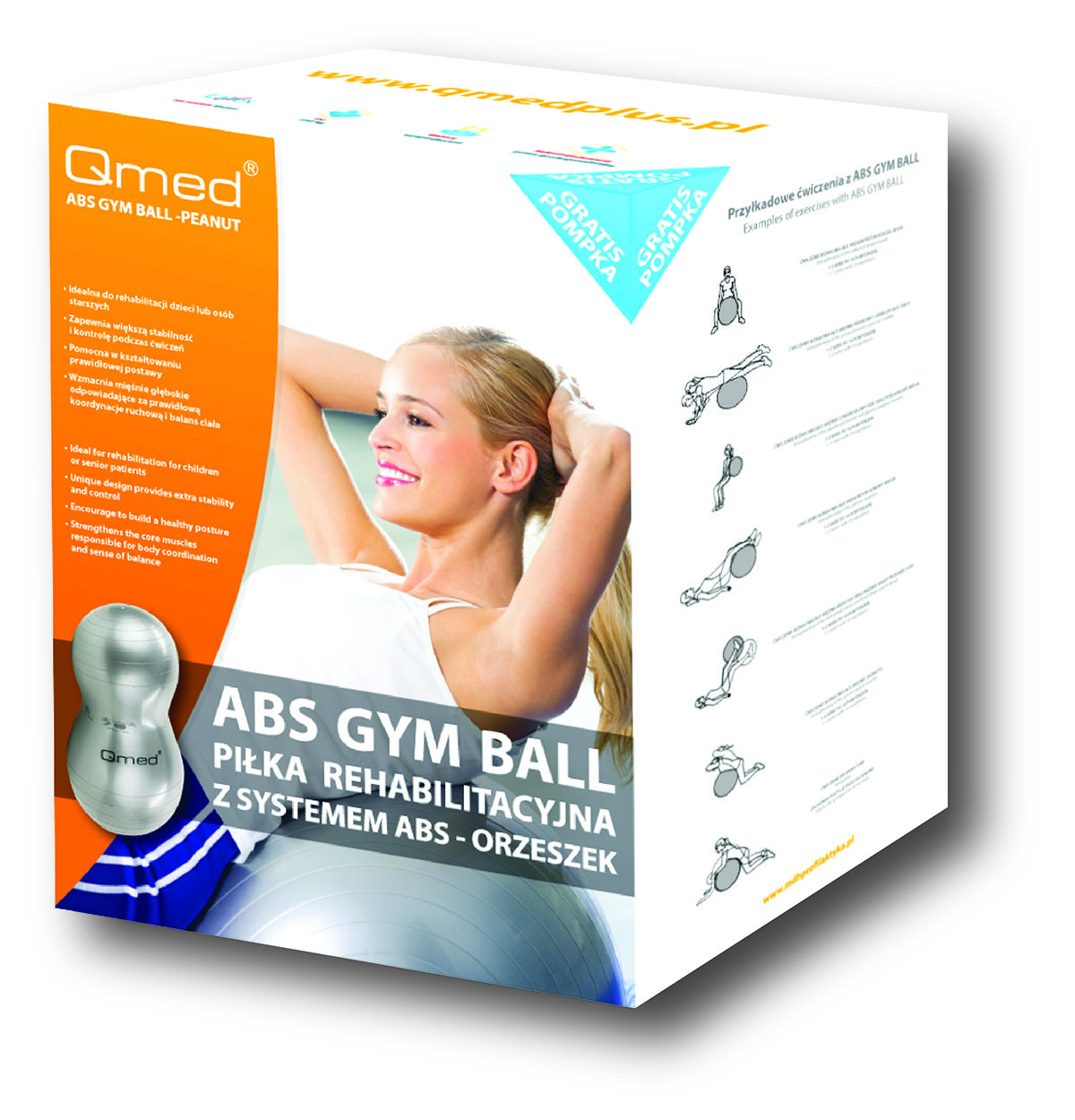 Фитбол Арахис 50х100 см., Gym Ball Peanut Qmed - фото 2 - id-p89303544