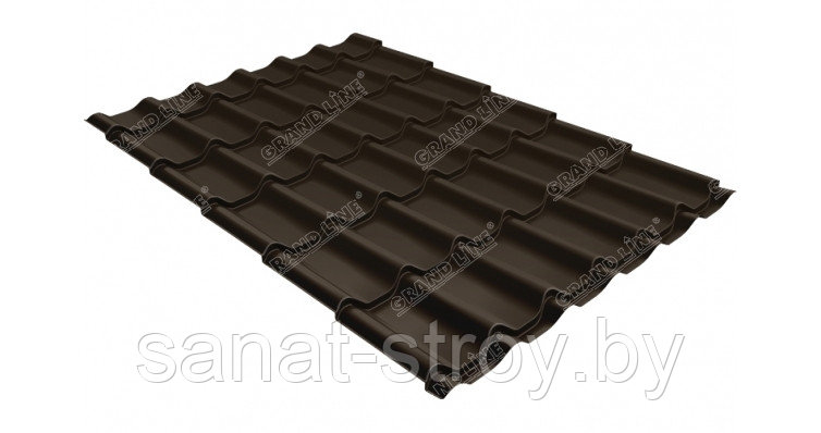 Металлочерепица классик Grand Line 0,5 Quarzit RAL 8017 шоколад RR 32 темно-коричневый - фото 1 - id-p130750912