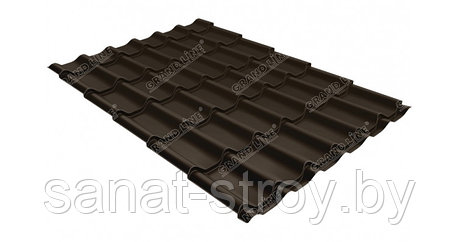 Металлочерепица классик Grand Line 0,5 Quarzit lite RAL 8017 шоколад RR 32 темно-коричневый, фото 2