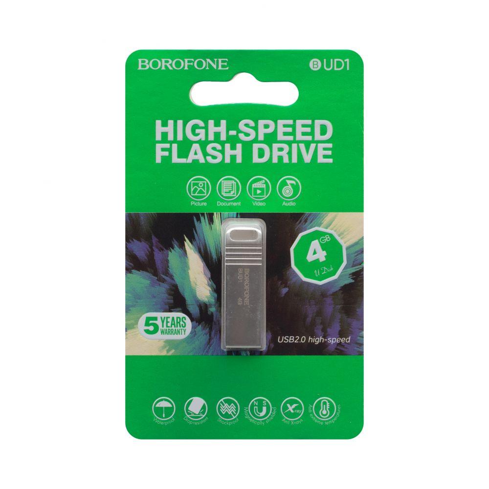 USB флэш-диск Borofone 4Gb BUD1 цвет: серебристый - фото 1 - id-p40070298
