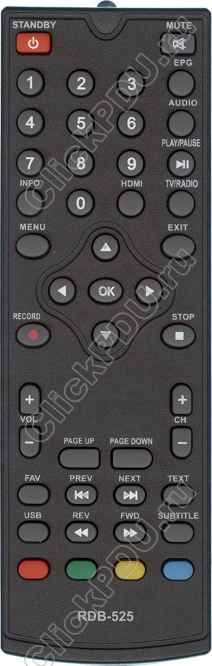 ПДУ для Rolsen RDB-525, RDB-526 ic ( PERFEO PF-168 (VAR3)) PT-100, PT-505C DVB-T2 (серия HOB1490)