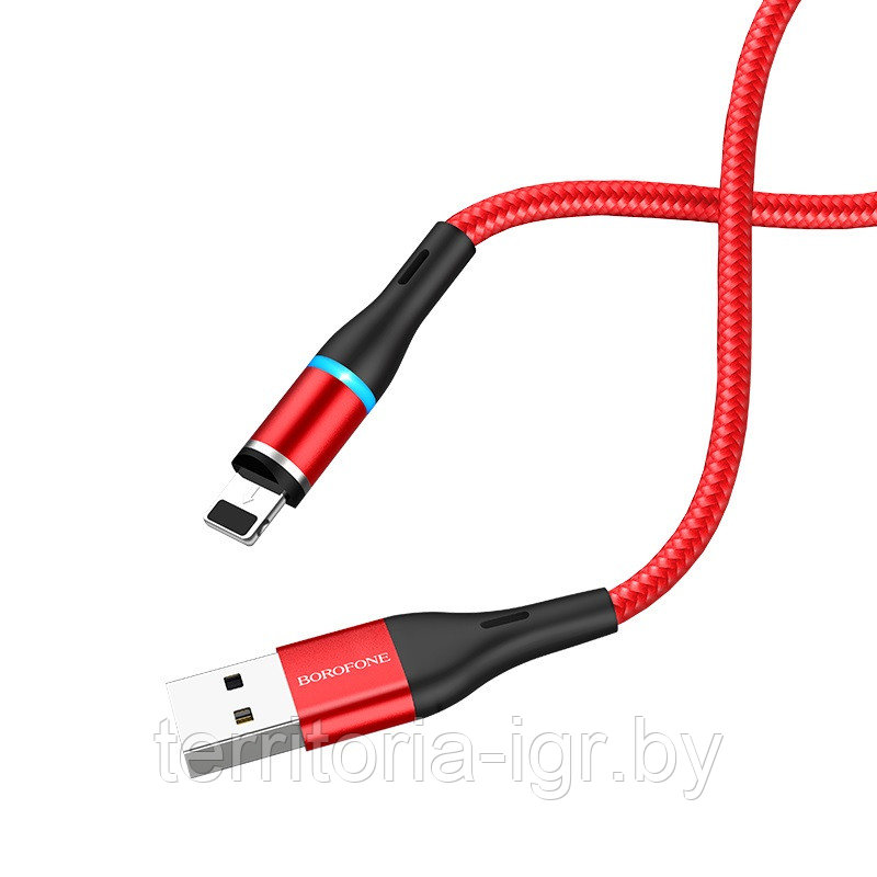 Дата-кабель магнитный BU16 Lightning 1.2м. 2.4A. красный Borofone - фото 3 - id-p130781661