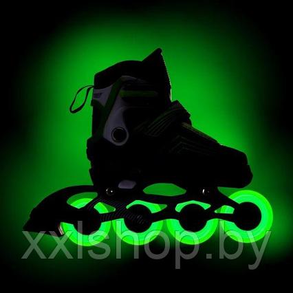 Роликовые коньки RGX Atom (зеленый) р-р 31-34 (светящиеся колеса), фото 2