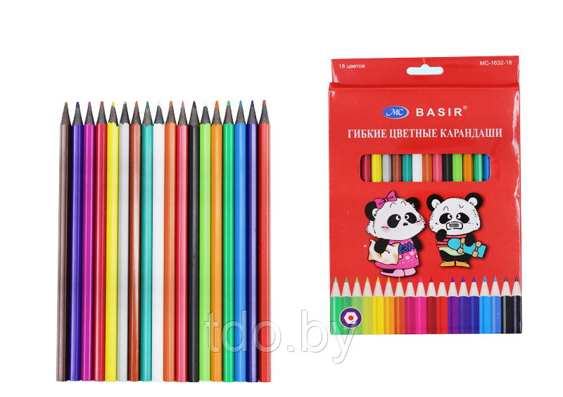 Набор цветных карандашей /Панда/ деревянные; шестигранный корпус, 18 цветов - фото 1 - id-p130789876
