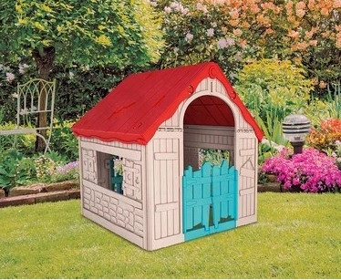 Детский уличный игровой домик Foldable Playhouse, бежево-красный - фото 1 - id-p130799932