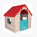 Детский уличный игровой домик Foldable Playhouse, бежево-красный, фото 3