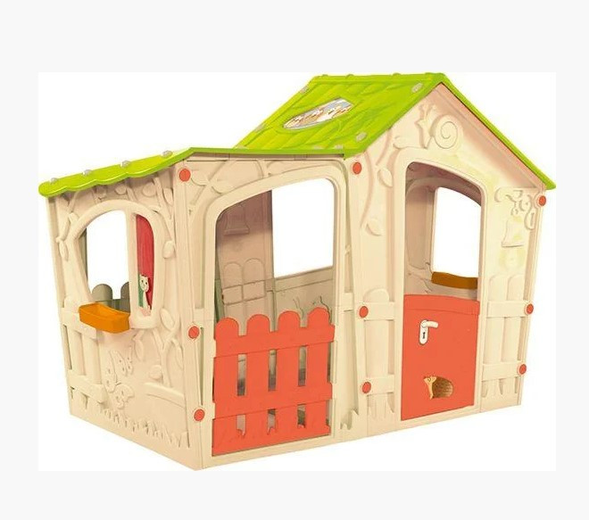 Детский уличный игровой домик Magic Villa House , бежево-зеленый