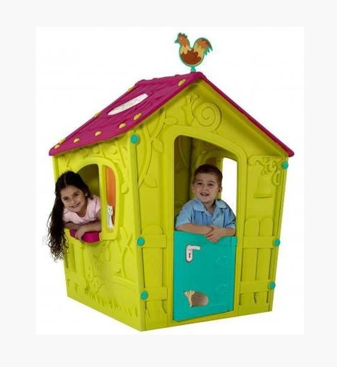Домик детский игровой уличный MagicPlay House, салатовый/малиновый