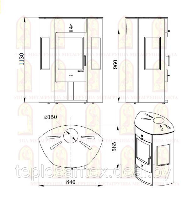 Печь-камин "Енисей-2" АОТ-11,0 (Мета-Бел) в Гомеле - фото 5 - id-p5304624