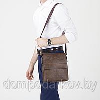 Сумка мужская, отдел на молнии, наружный карман, цвет коричневый, фото 5