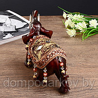 Сувенир полистоун "Чёрный слон с попоной с бахромой" 17х17х8,5 см, фото 5