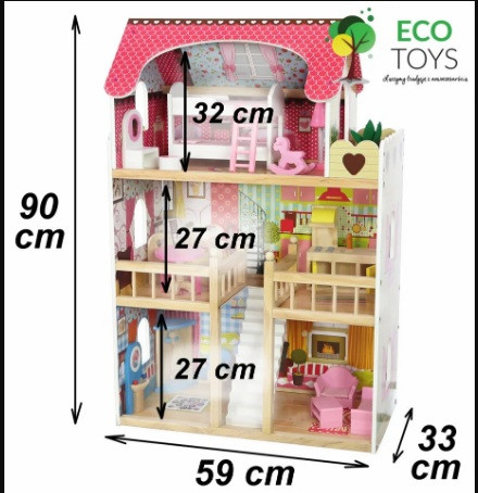 Деревянный Кукольный домик ECO TOYS Malinowa 4109 (ФМ)