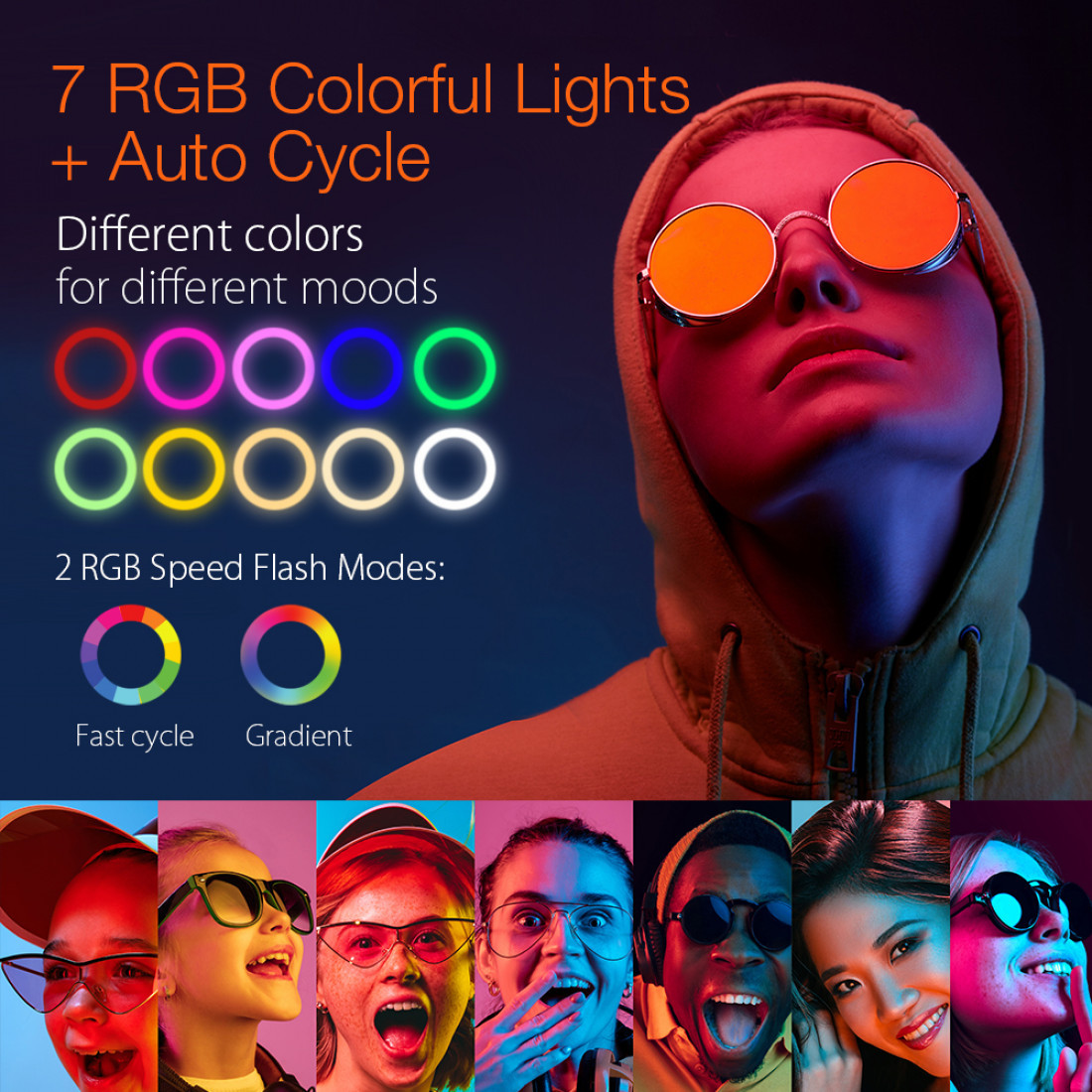 Кольцевая лампа 26 см RGB MJ-26 (гарантия 2 года!) + штатив+ пульт - фото 2 - id-p130942956