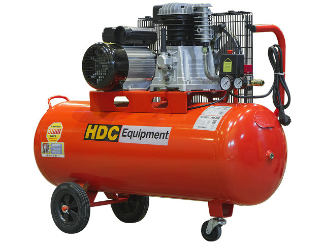 Компрессор HDC HD-A101 (396 л/мин, 10 атм, ременной, масляный, ресив. 100 л, 220 В, 2.20 кВт) - фото 1 - id-p130965916