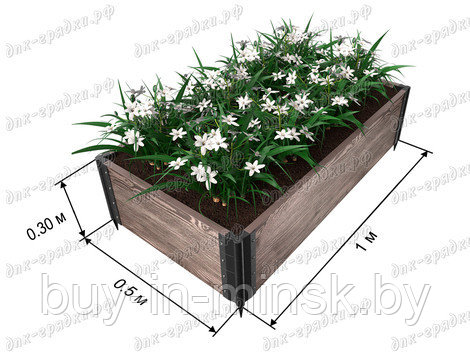 Грядка из ДПК 1х0.5х0.30 (Комплектация: 4 стык.шарнира, 4 колышка(ов) 26 см, саморезы, заглушка 4 шт.) - фото 1 - id-p130978810