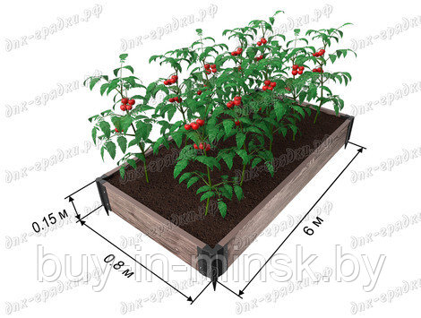 Грядка из ДПК 6х0.8х0.15 (Комплектация: 6 стык.шарнира, 6 колышка(ов) 26 см, саморезы, заглушка 6 шт.) - фото 1 - id-p130978996