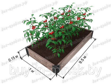 Грядка из ДПК 9.5х1х0.15 (Комплектация: уголок крепежный металлический 8 шт, пластина соединительная металлическая 12 шт, саморезы, заглушка - фото 1 - id-p130979129