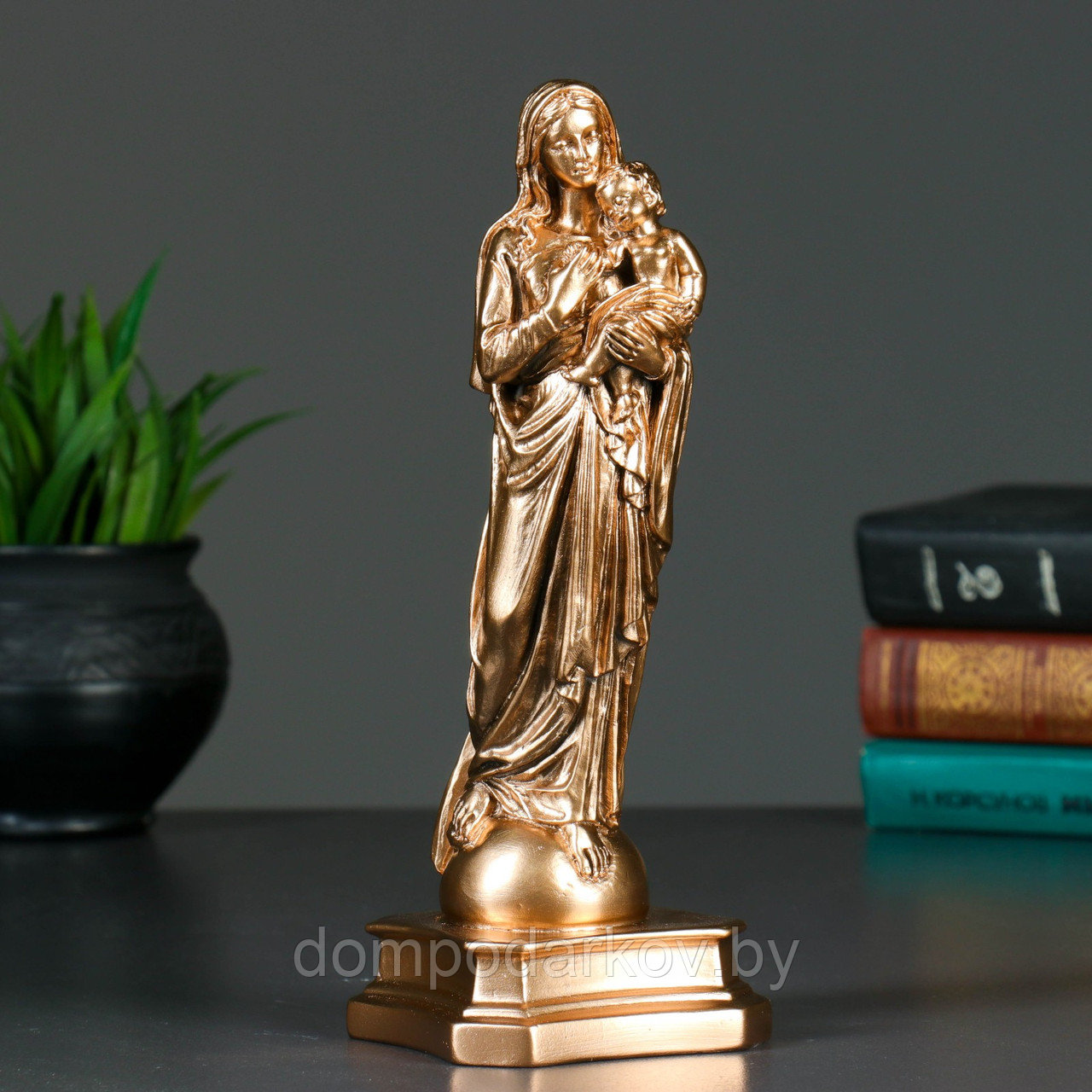 Фигура "Дева Мария с младенцем" бронза,золото 25 см