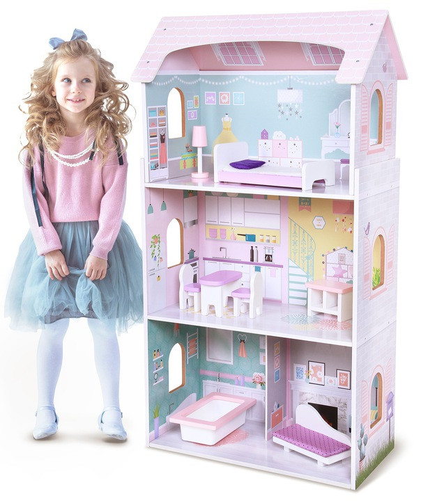 Деревянный Кукольный домик для девочек ECO TOYS Jagodowa арт. 4121 (ФМ)