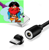 Магнитный кабель USB - Micro USB для зарядки телефона Profit 1м, цвет: черный - фото 1 - id-p131001740