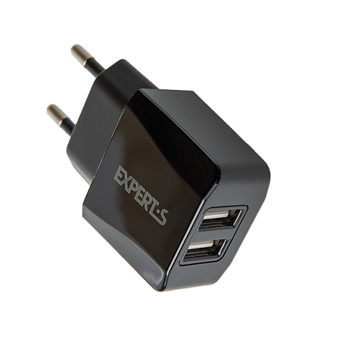 Сетевое зарядное устройство EXPERTS TCU-25 на 2 USB (2.1A), черное - фото 3 - id-p69754475