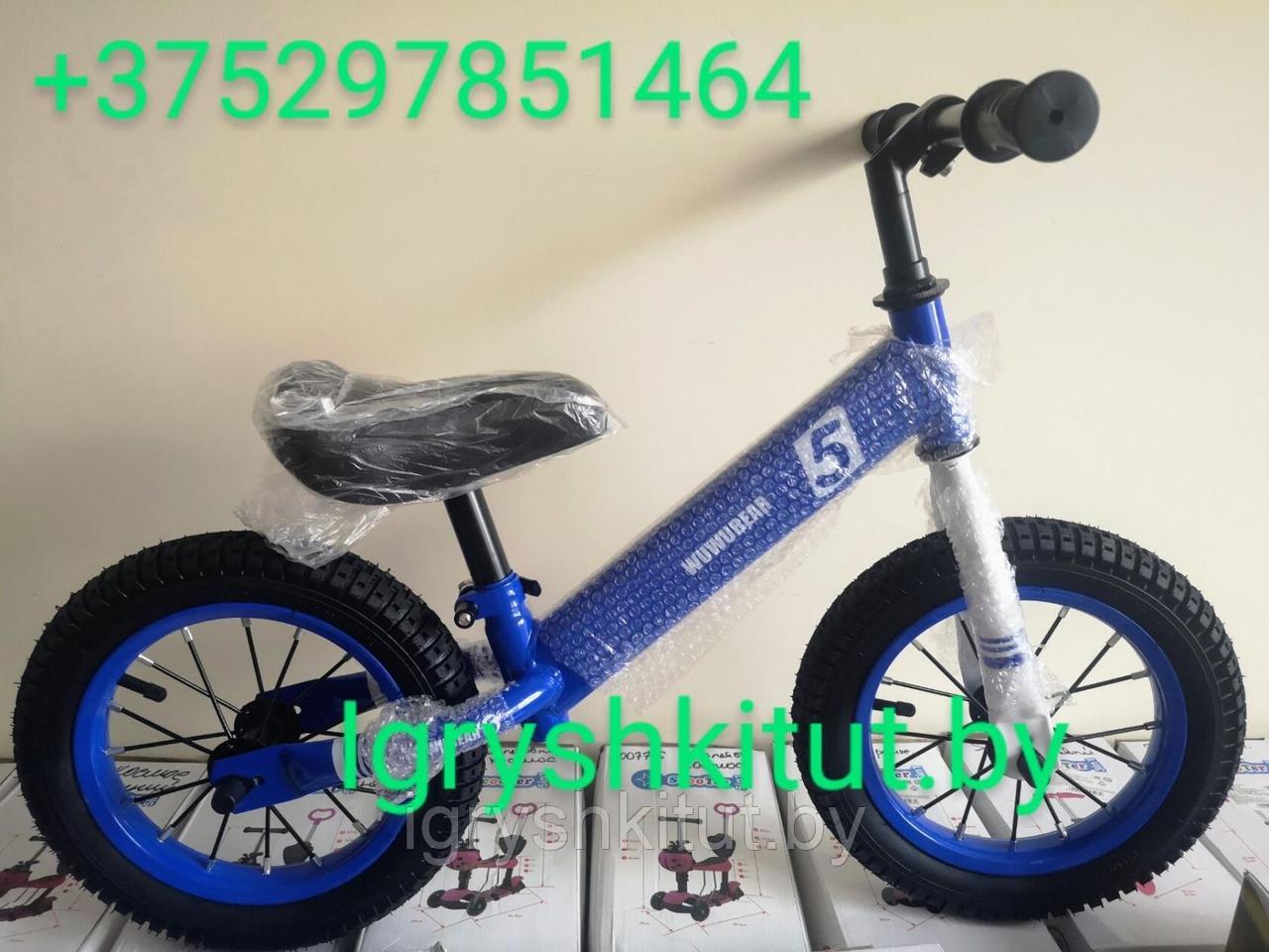 Детский беговел , арт S-04 надувные колеса цвет синий - фото 2 - id-p131058161