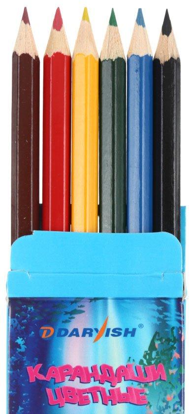 Карандаши цветные Darvish 6 цветов, длина 175 мм, для девочек - фото 1 - id-p131172793
