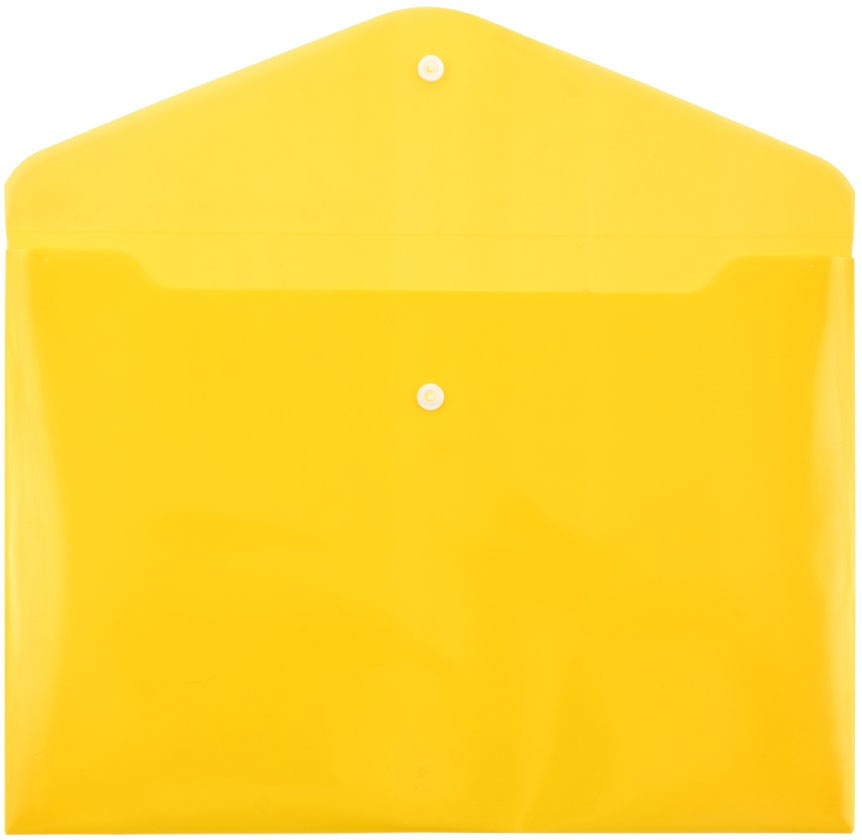 Папка-конверт пластиковая на кнопке inФормат толщина пластика 0,18 мм, прозрачная желтая - фото 2 - id-p131169606