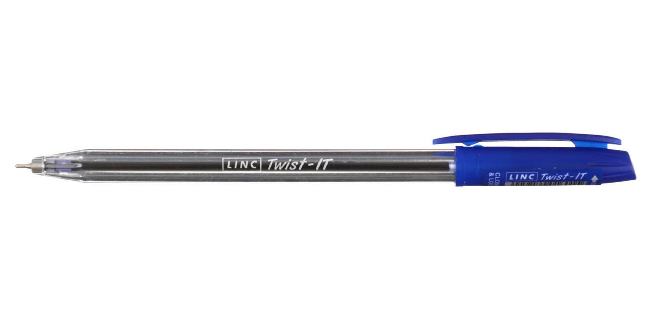 Набор ручек шариковых автоматических одноразовых Linc Twist-It 4 шт., корпус прозрачный, стержень синий - фото 2 - id-p131174025